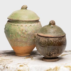 Chinese Yuan Green Glazed Lotus Jar, c. 1350