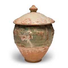 Chinese Yuan Green Glazed Lotus Jar, c. 1350