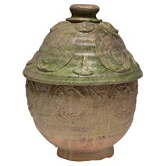 Chinese Yuan Green Glazed Lotus Jar, c. 1350