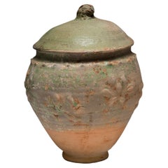Chinese Yuan Green Glazed Lotus Jar, c. 1350