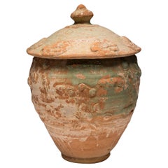 Chinese Yuan Green Glazed Lotus Jar, c. 1350
