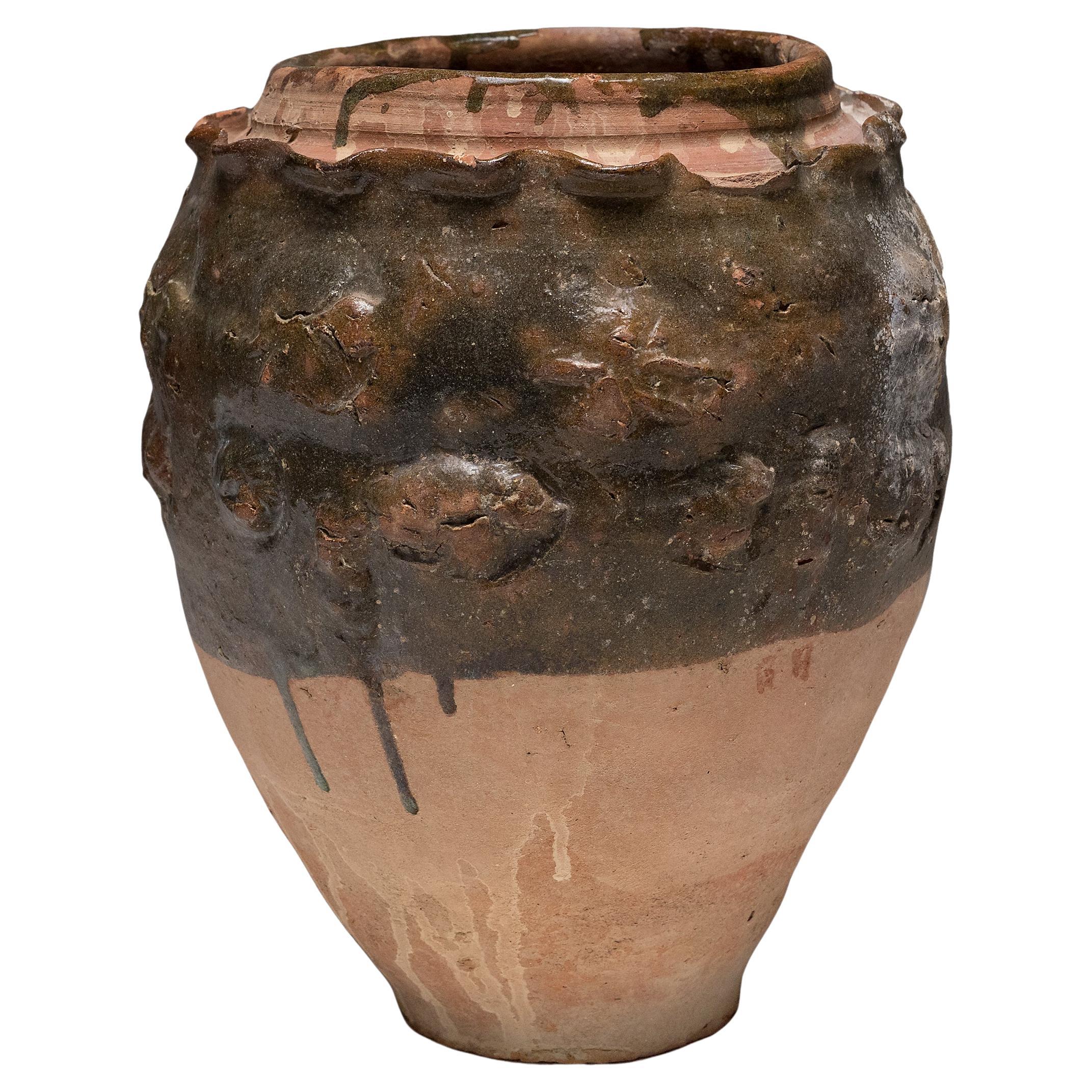 Chinese Yuan Green Glazed Zodiac Jar, c. 1350