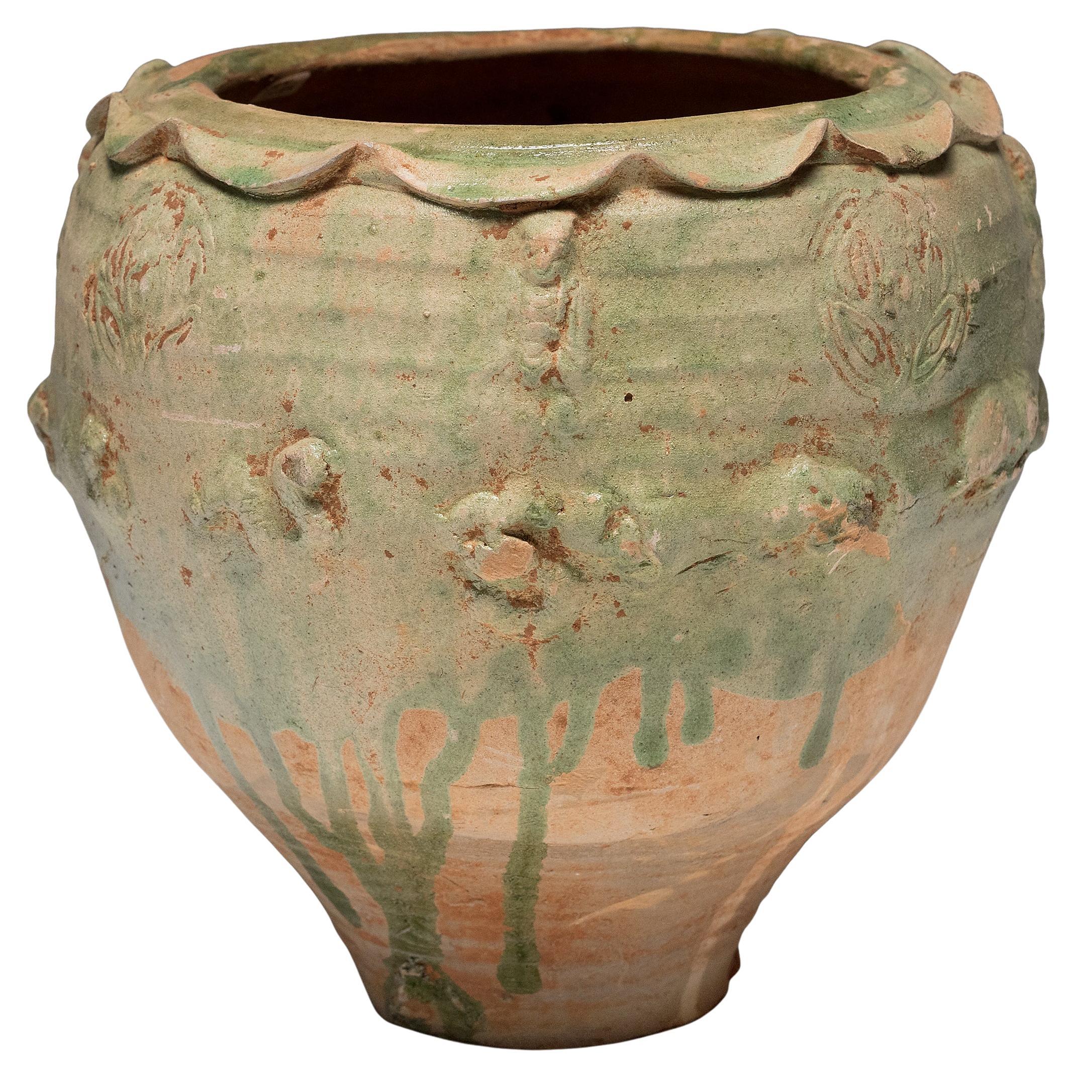 Chinese Yuan Green Glazed Zodiac Jar, c. 1350