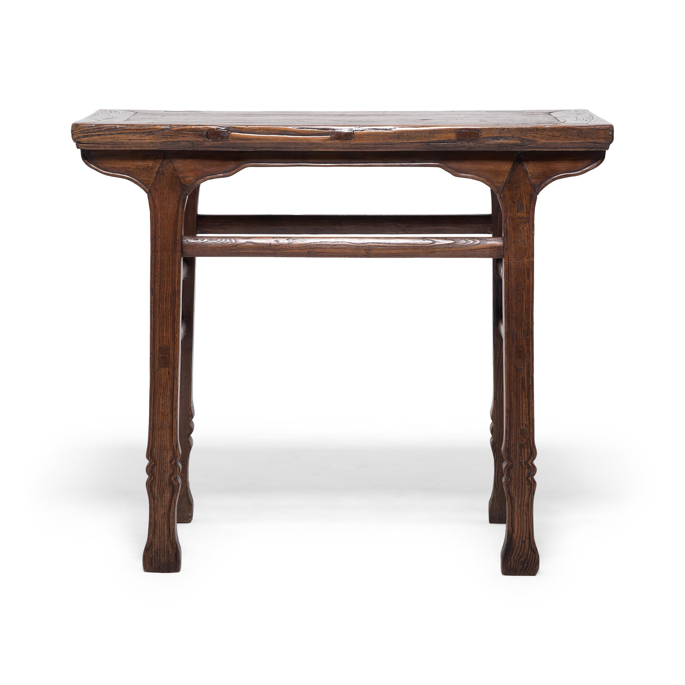 A tradition dating back to the Northern Song dynasty (960 to 1126), wine tables have been used for centuries at social gatherings as a spot to converse, sip wine, and make toasts. This 18th-century side table celebrates this time-honored tradition