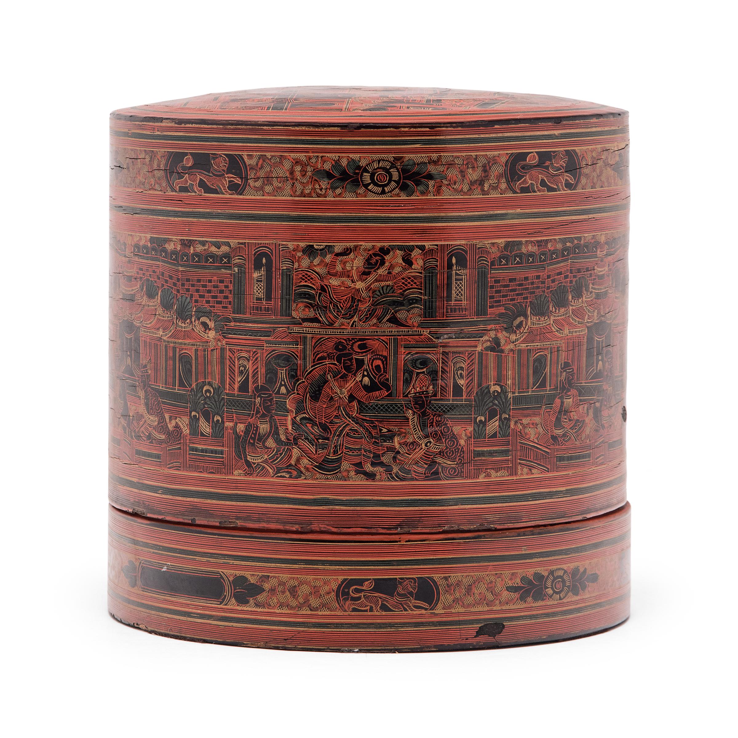 In many southeast Asian cultures, offering guests a betel quid to chew was the fundamental symbol of hospitality. A blend of leaves, nuts, seasonings, and sometimes tobacco, betel was kept in finely worked and highly decorated boxes.

Crafted in