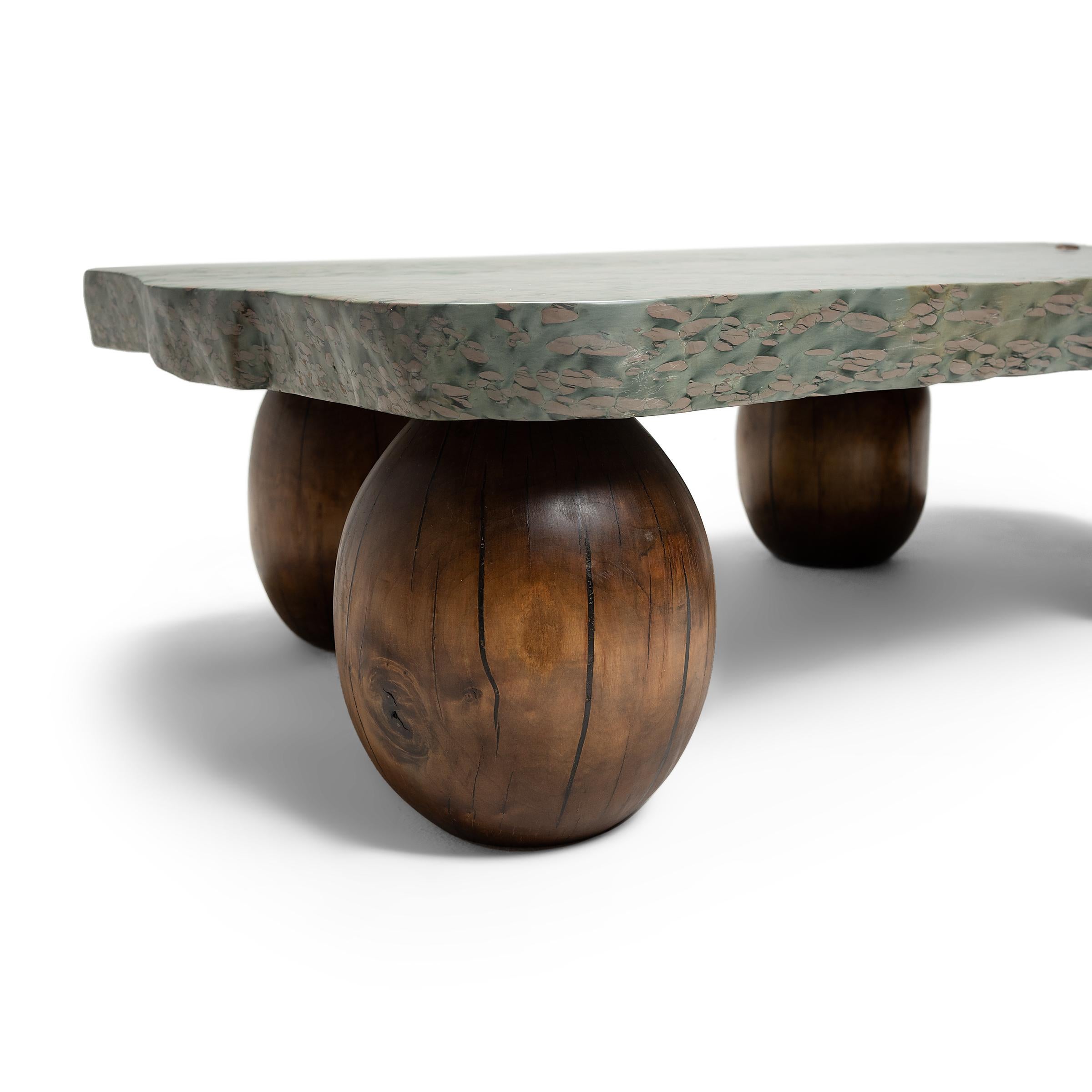 Contemporary Chinese Zhenzhu Meditation Stone Table