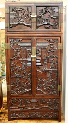 Chinese Zitan Wood Cabinets with Hatchets