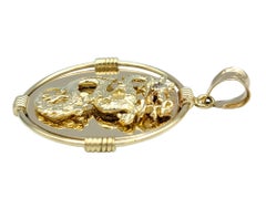 Pendentif Cercle Dragon du Zodiac chinois avec diamant en or jaune 14 carats