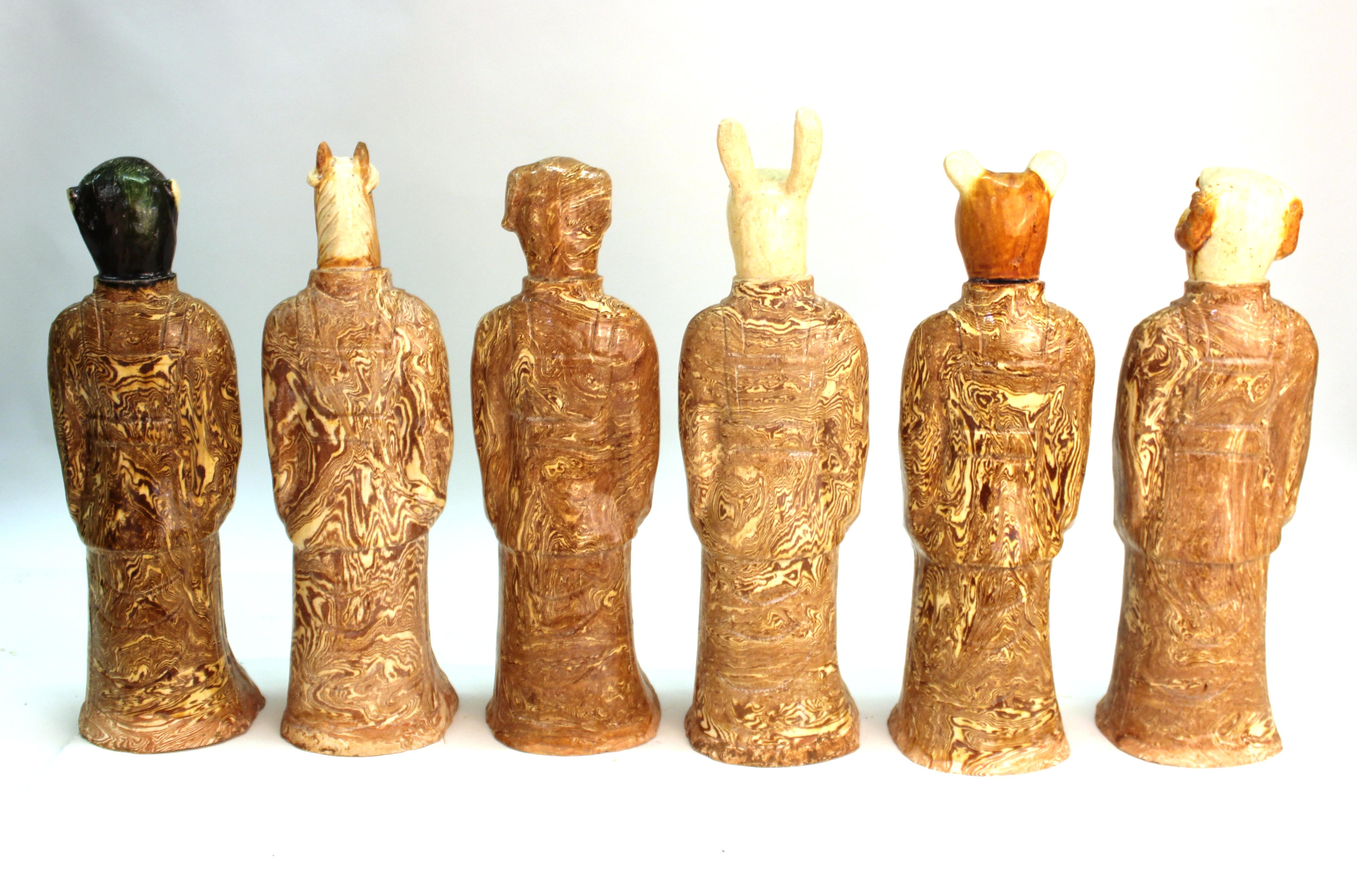 Chinese Zodiac Figures in Glazed Clay In Good Condition In New York, NY