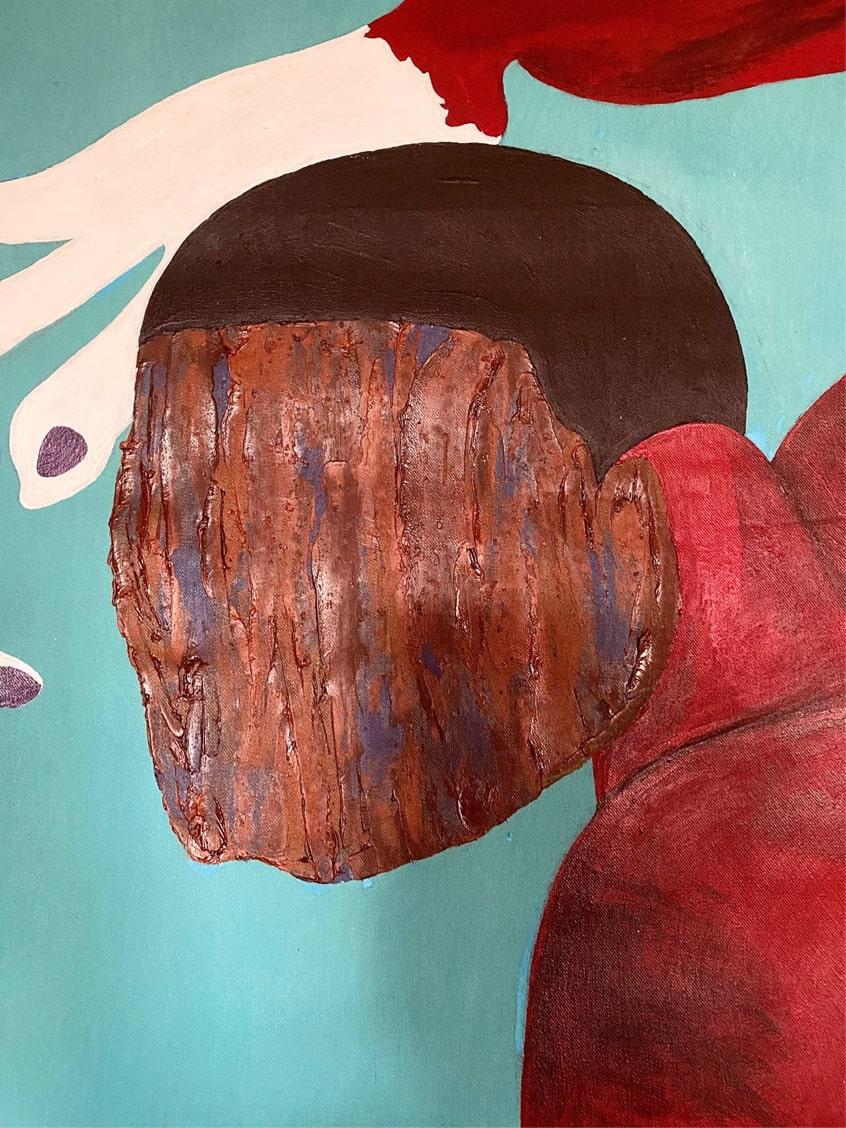 Ohne Titel - Gemälde, Öl und Acryl auf Leinwand – Painting von Chinezim Moghalu