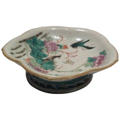 Ching Dynasty Footed Porcelain Dish Famille Rose