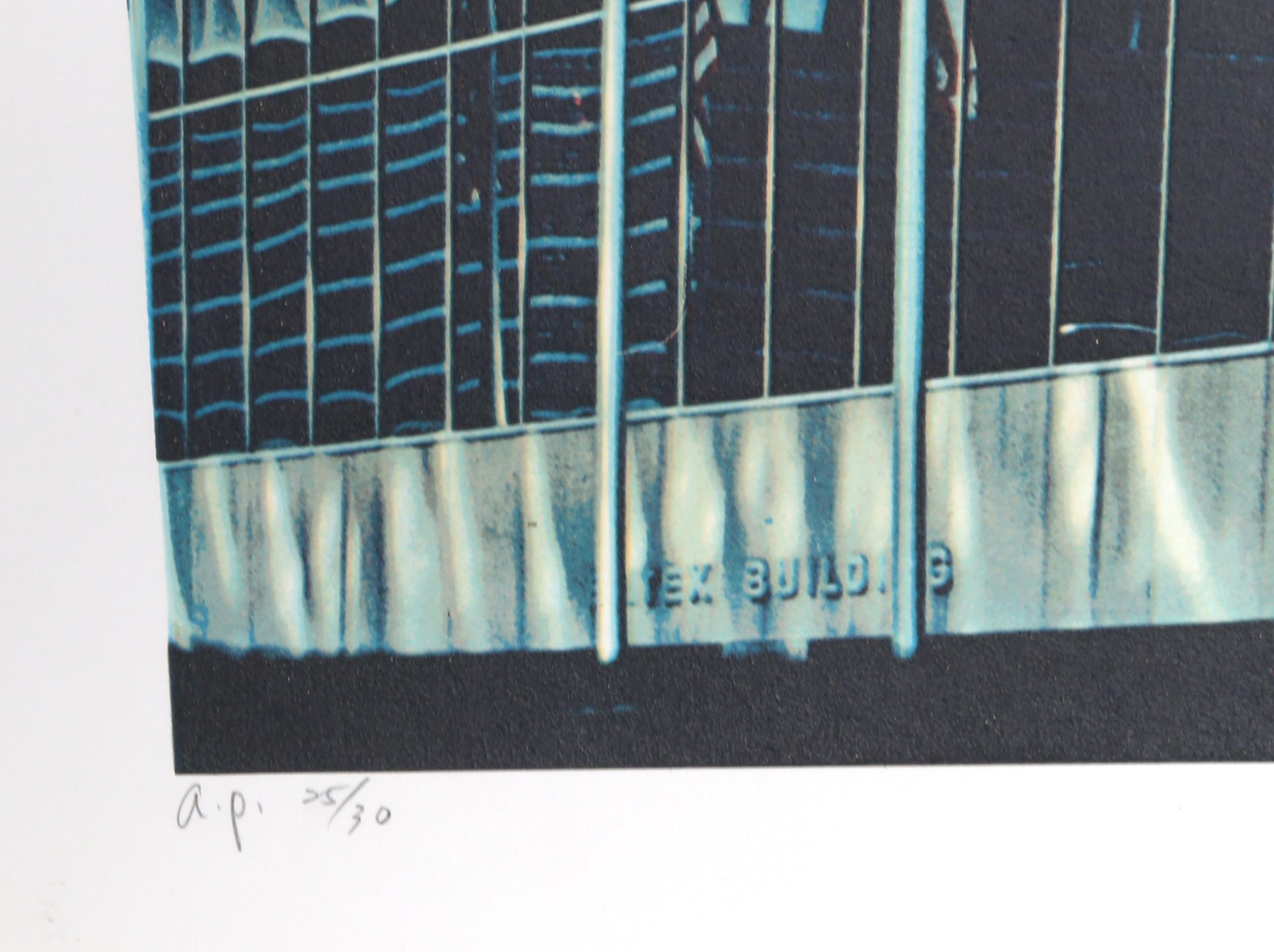 Entex Building, Photorealist Screenprint by Ching Jang Yao - Print by C.J. (Ching Jang) Yao
