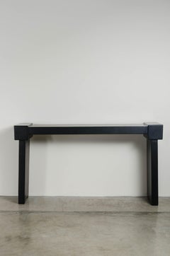 Consolle in stile Ching, lacca nera di Robert Kuo, ripassata a mano, edizione limitata