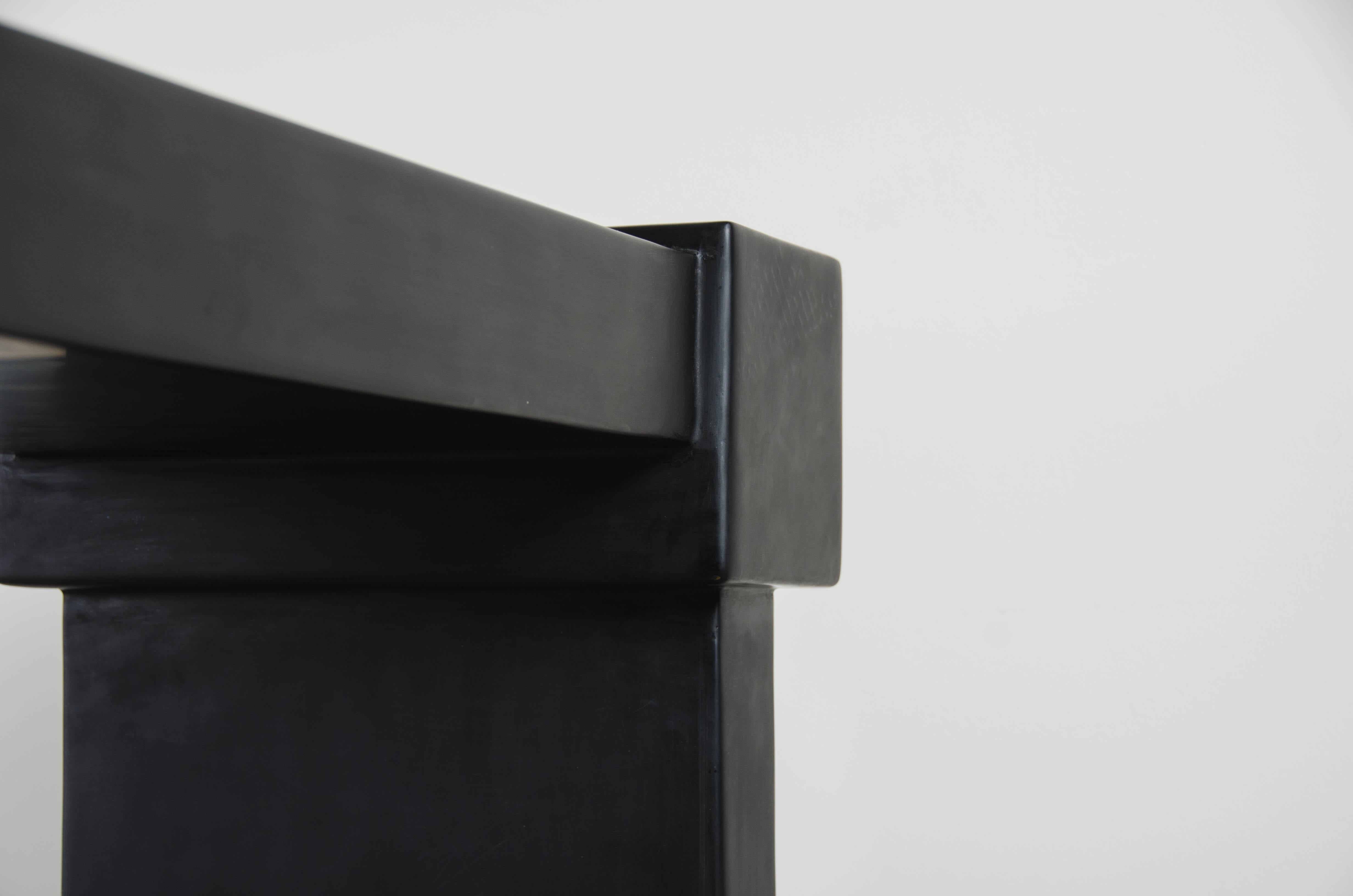 Ching Style Console, Black Lacquer by Robert Kuo, Hand Repousse, Limited Edition In New Condition In Los Angeles, CA