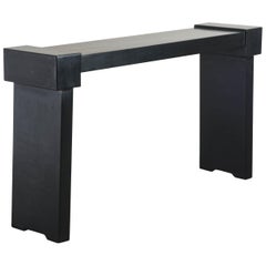 Ching Style Console, Black Lacquer by Robert Kuo, Hand Repousse, Limited Edition