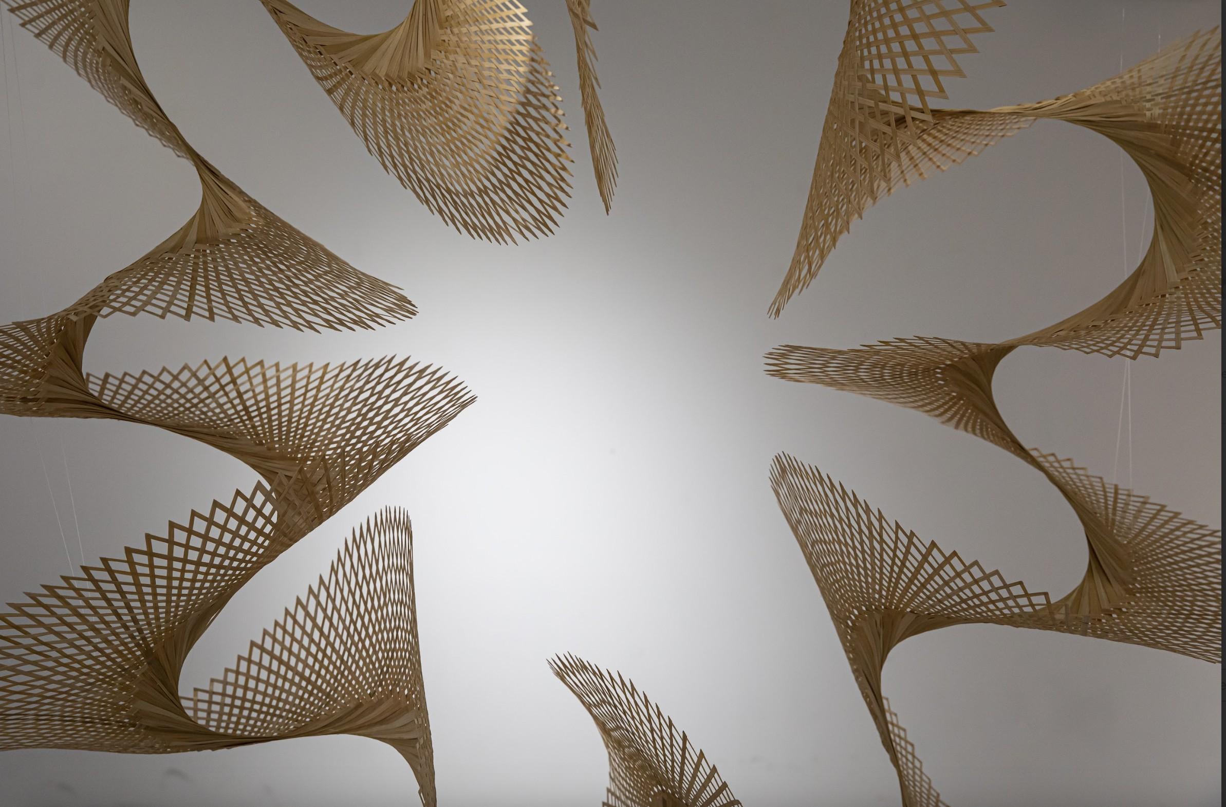 Clouds of Smoke Shine - Brown Abstract Sculpture by Chingke Lin