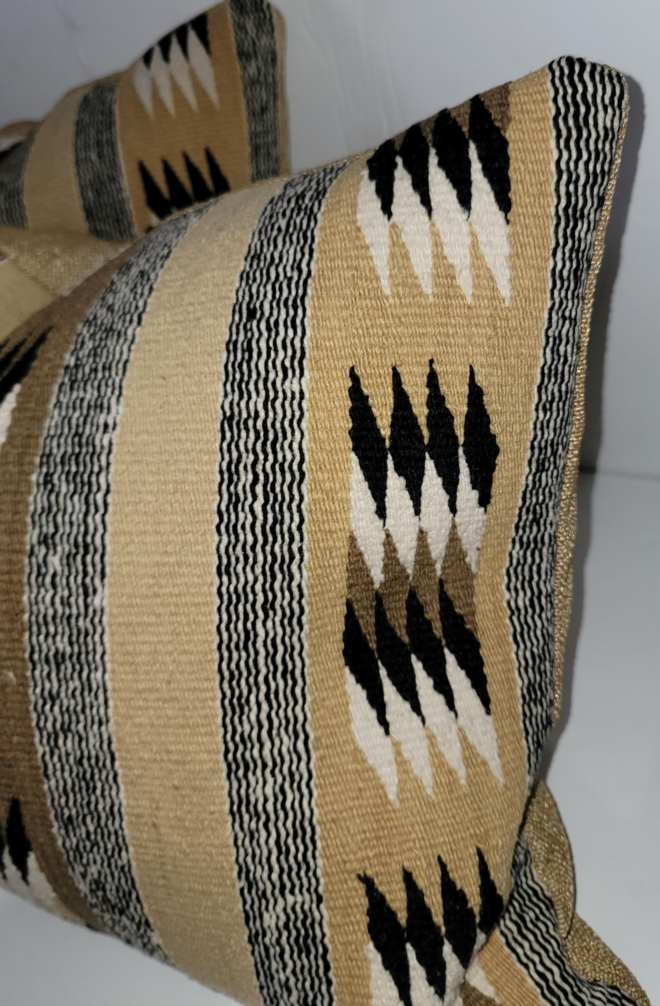 American Chinle Navajo Indian Weaving Bolster Pillows, Pair For Sale