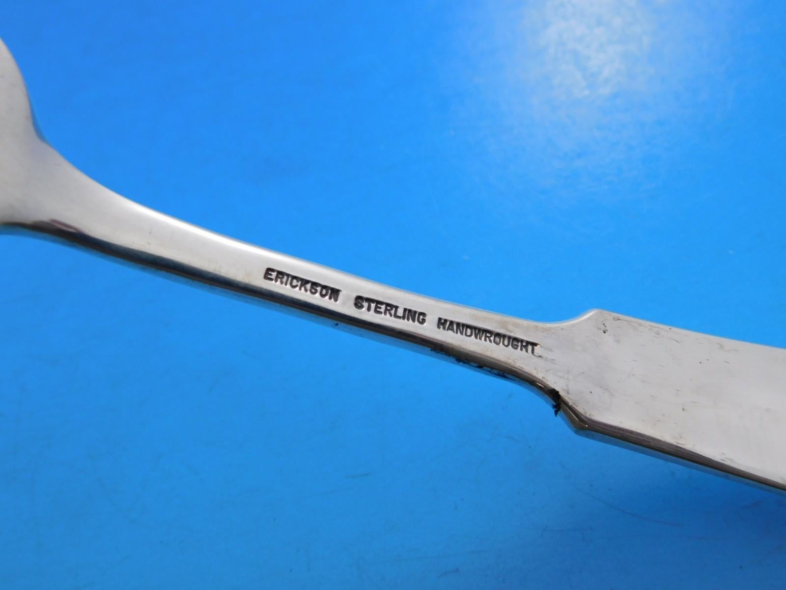 Erickson worked for Arthur J Stone between 1915-1932, where he learned to make hand wrought silver. He then opened his own thriving silver shop that is owned today by his son, Peter, where he still forges fine made to order. Chino has a fiddle shape