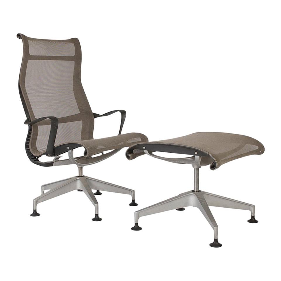 ‘Chino’ Herman Miller Studio 7.5 Setu Lounge Chair and Ottoman For Sale