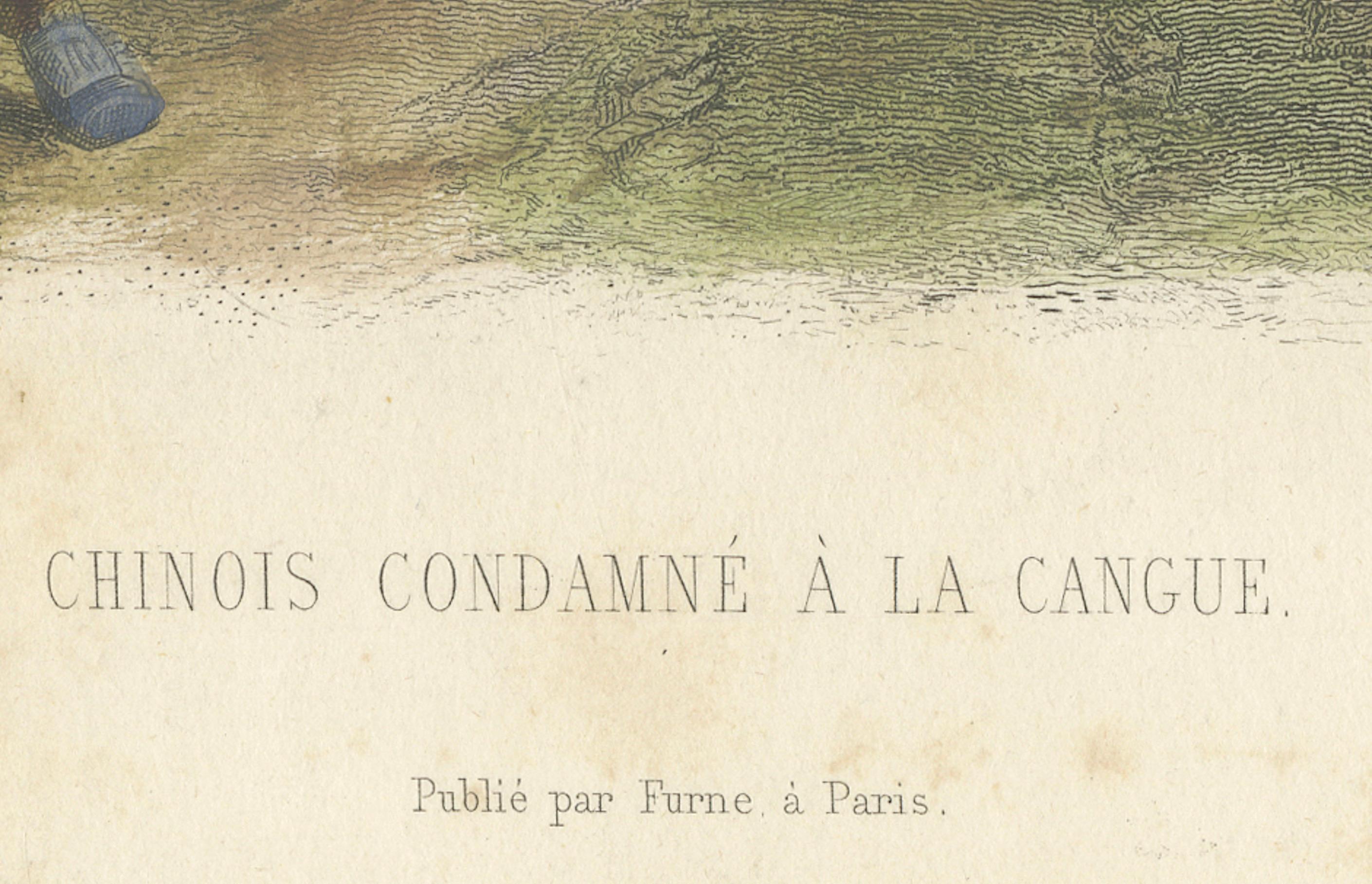 Chinois Condamné à la Cangue: Raffigurazione di punizioni corporali dell'Asia orientale, 1860 In condizioni buone in vendita a Langweer, NL