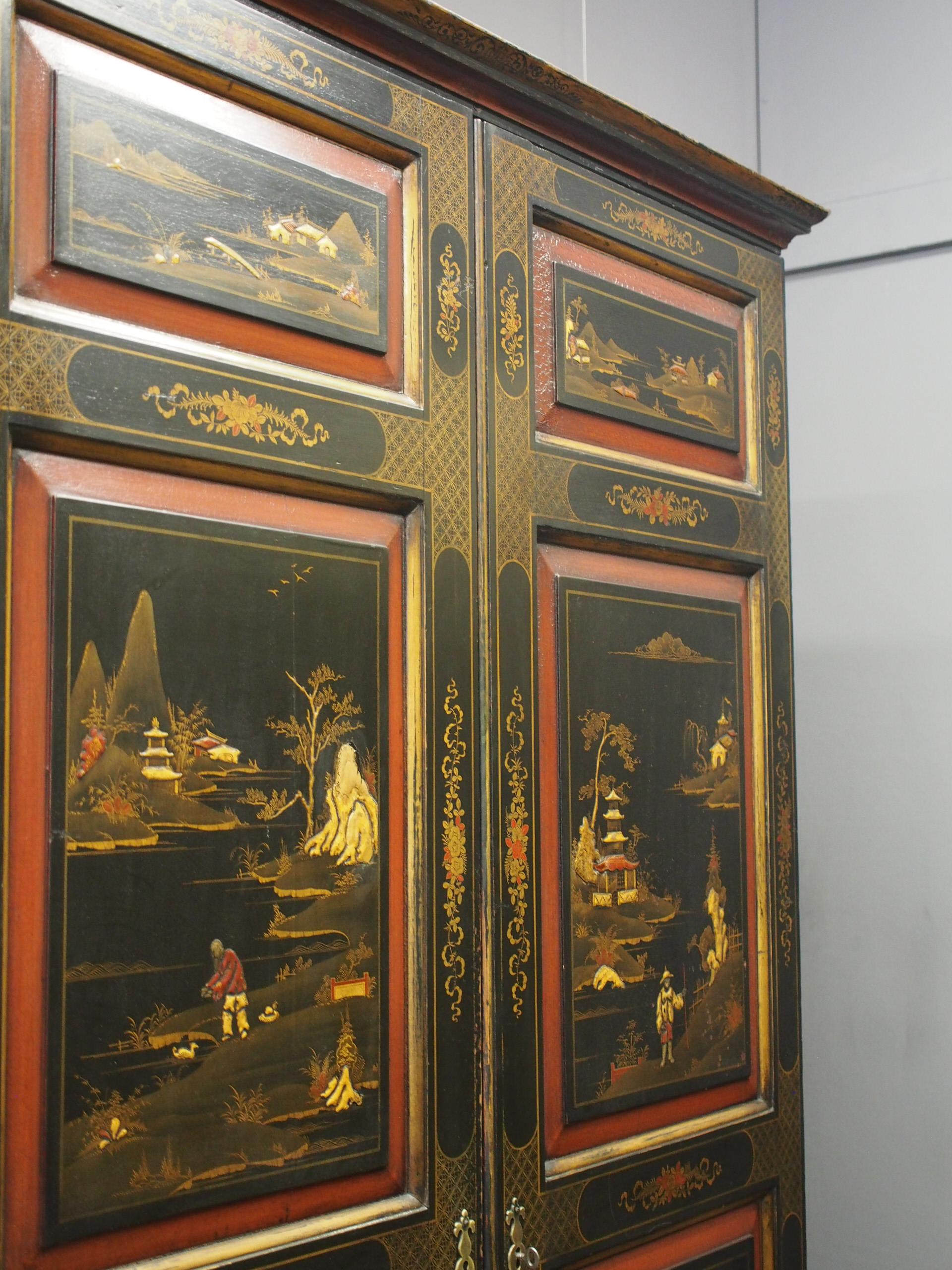 19th Century Chinoiserie 2-Door Wardrobe For Sale