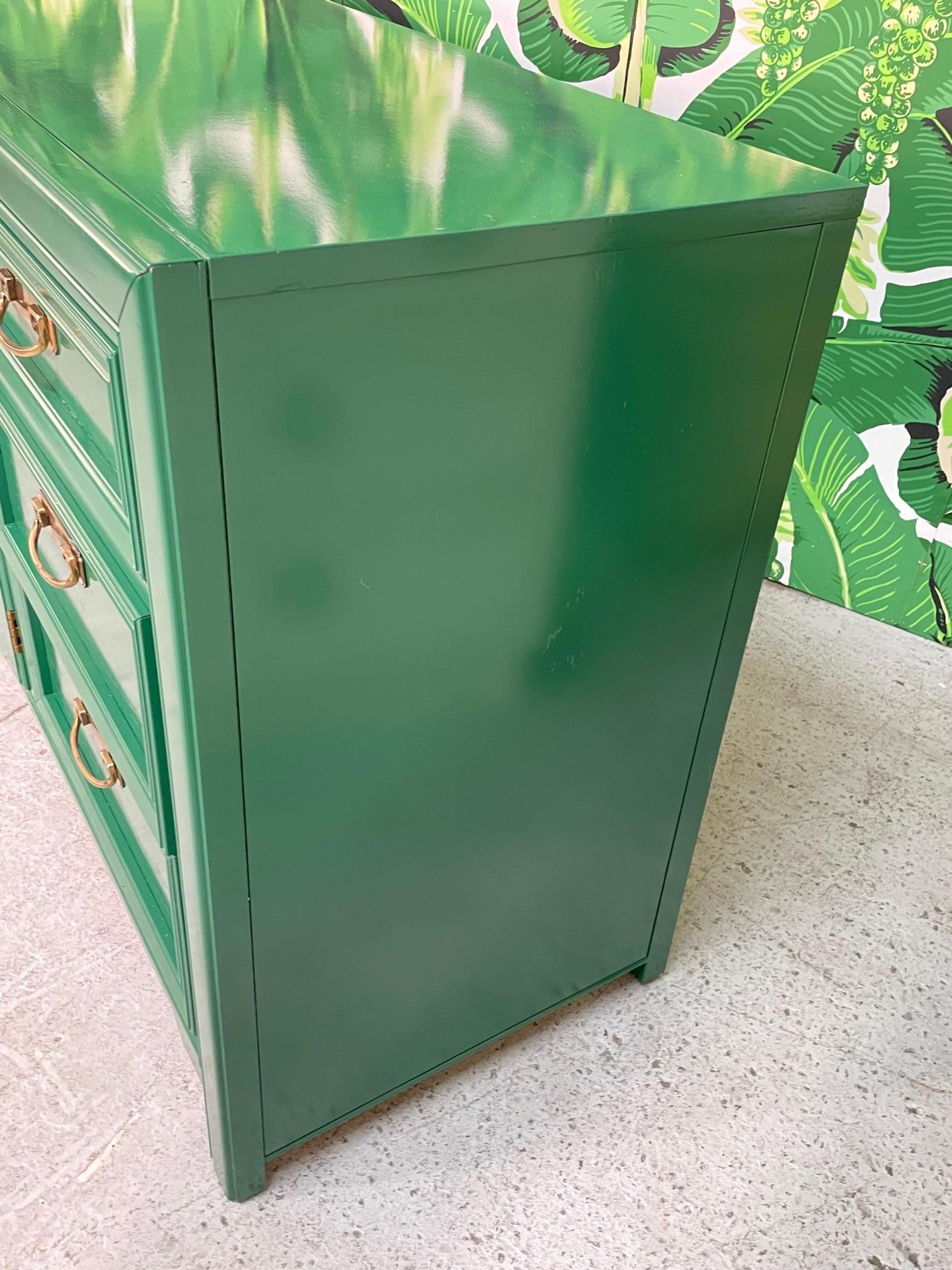 North American Chinoiserie 9-Drawer Dresser by Thomasville in Green Lacquer