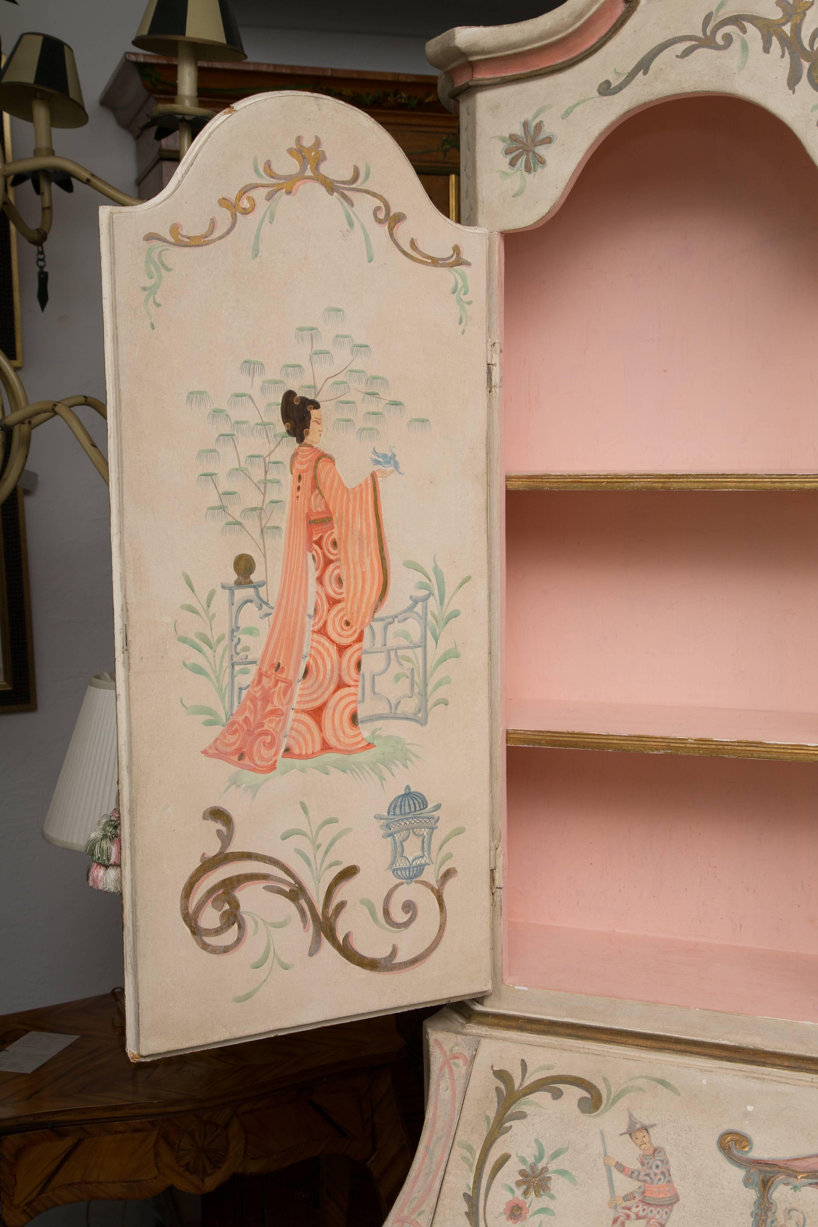Chinoiserie and Cream-Painted Italian Queen Anne Style Secretary 10