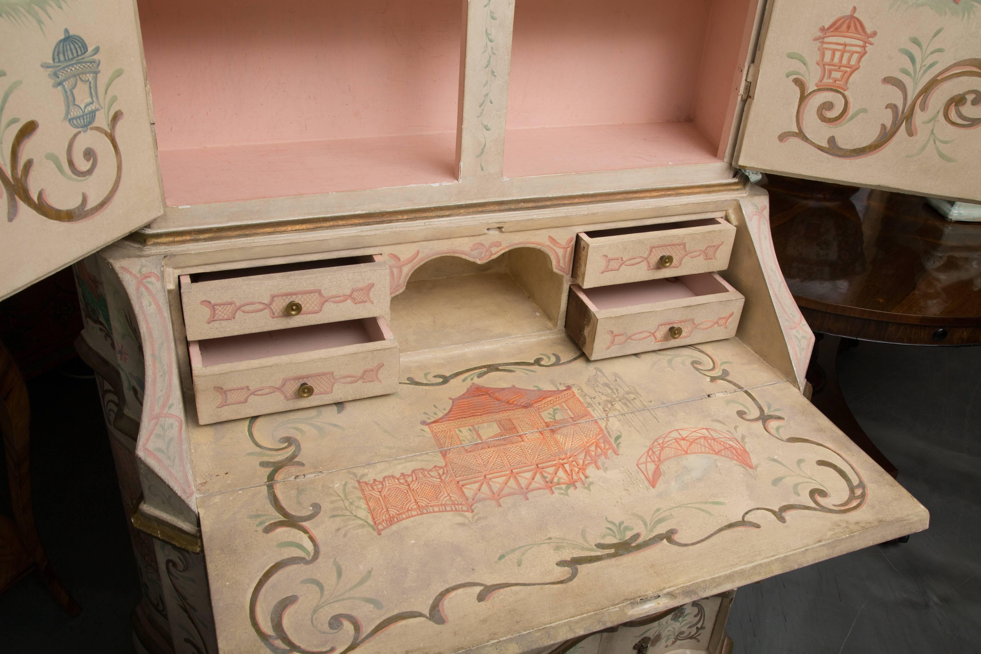 Chinoiserie and Cream-Painted Italian Queen Anne Style Secretary 2