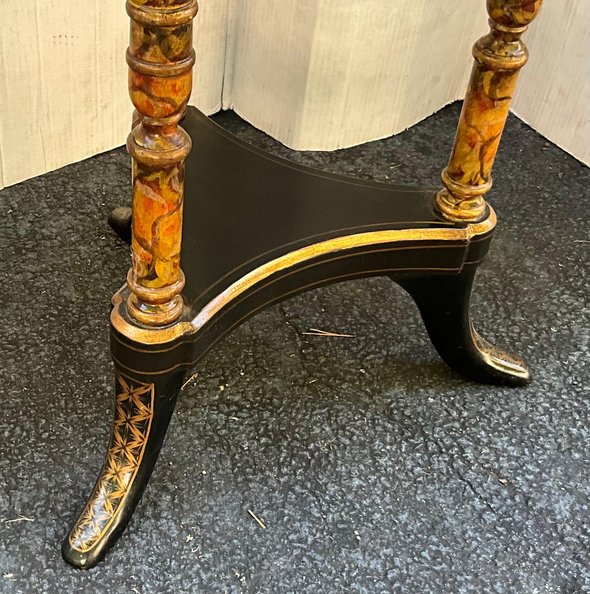 Chinoiserie and Faux Marble Painted Cocktail Gueridon / Table W/ Brass Gallery In Good Condition For Sale In Kennesaw, GA
