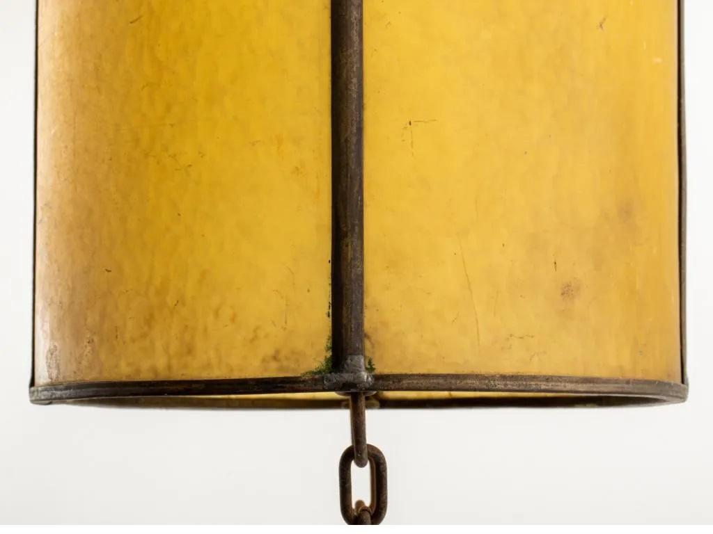 Chinoiserie Art Deco Period Polychromed Wrought Iron Pendant Chandelier Lantern For Sale 2