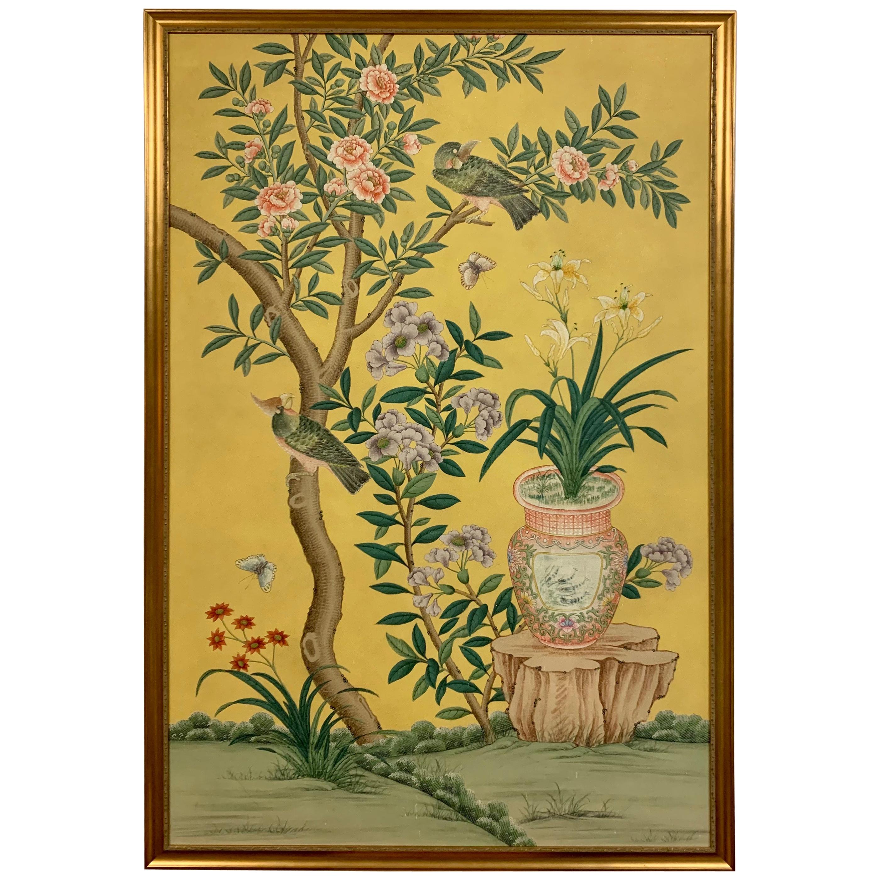 Chinoiserie Asian Painting on Board