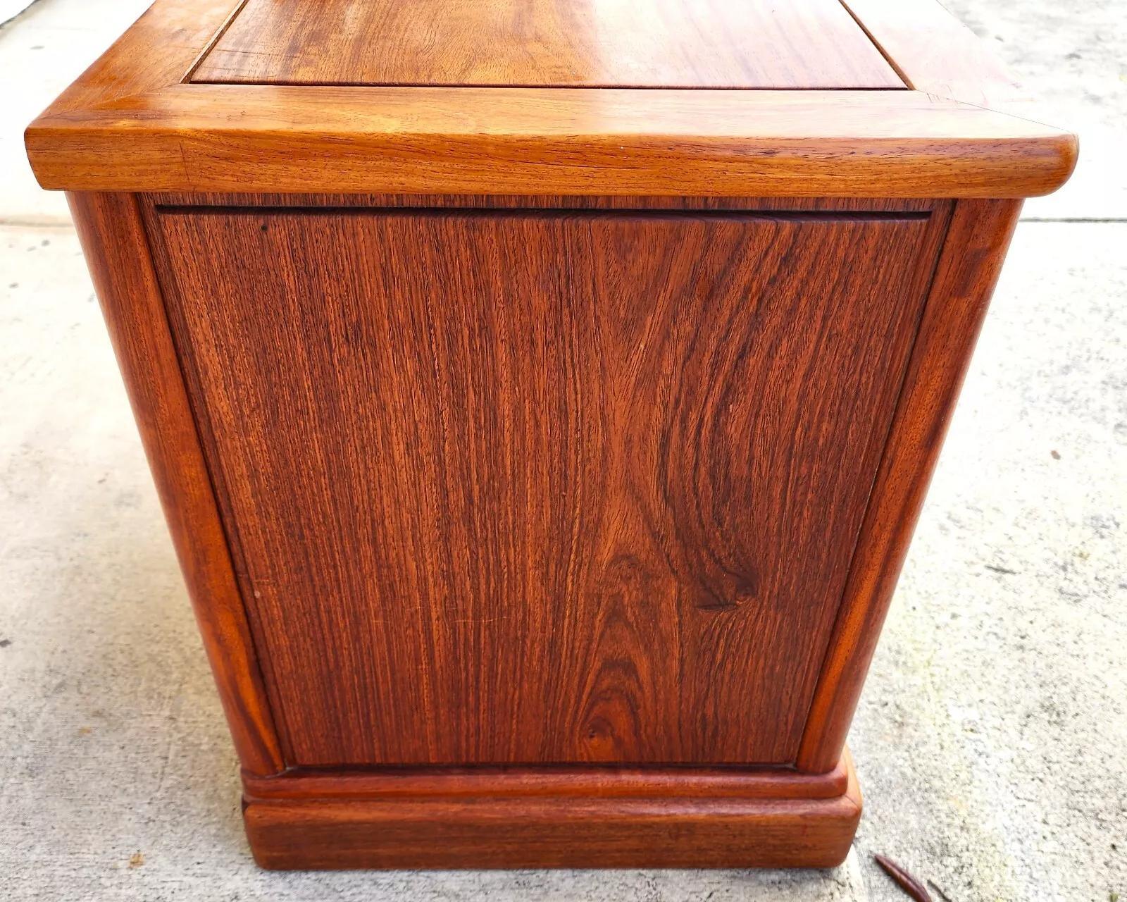 Chinoiserie Asian Rosewood Nightstands Chests Pair For Sale 6