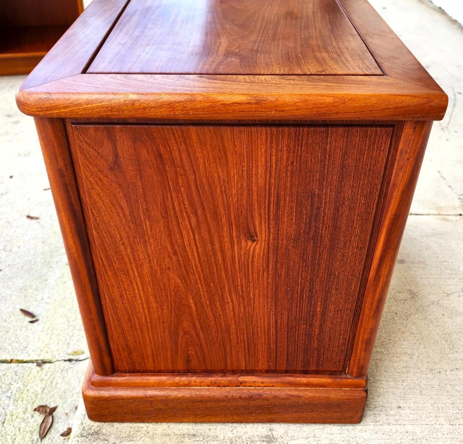 Chinoiserie Asian Rosewood Nightstands Chests Pair For Sale 3