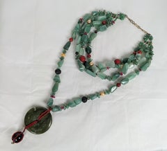 Chinoiserie Aventurine and Cinnabar Necklace