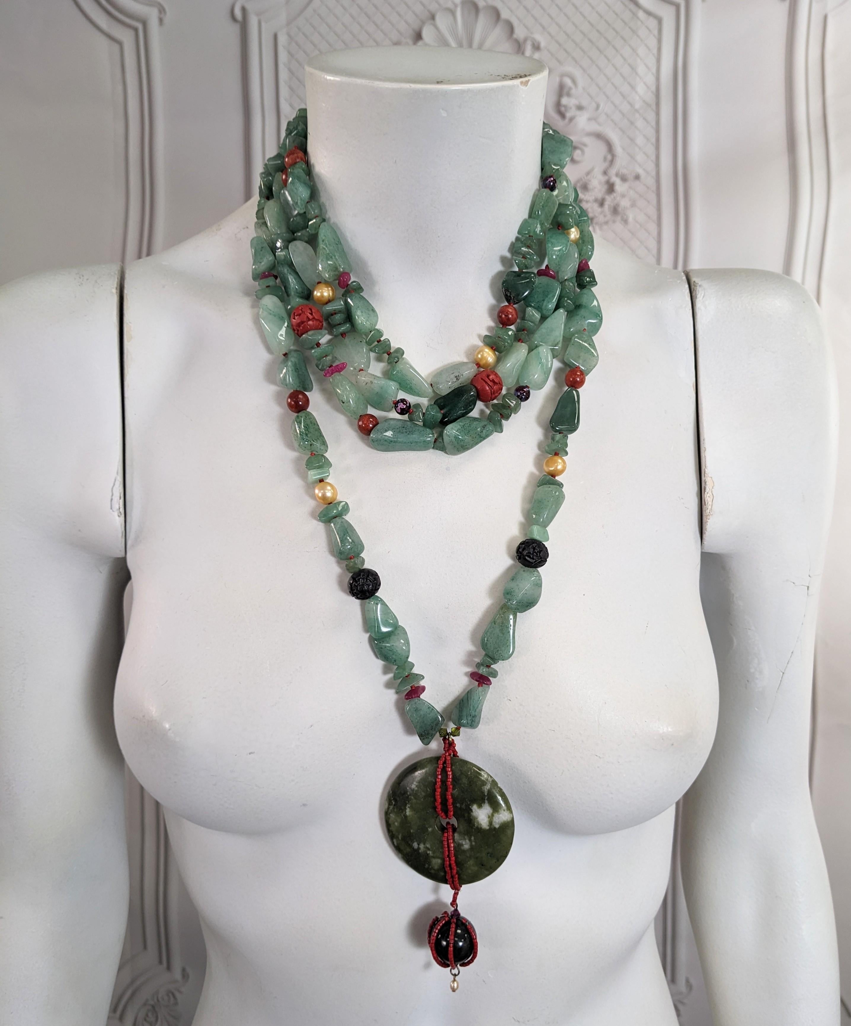 Collana Chinoiserie Avventurina e Cinabro In condizioni buone in vendita a New York, NY