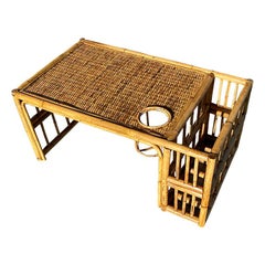 Chinoiserie Bamboo Breakfast Bed Tray with Magazine Rack and Cup Holder