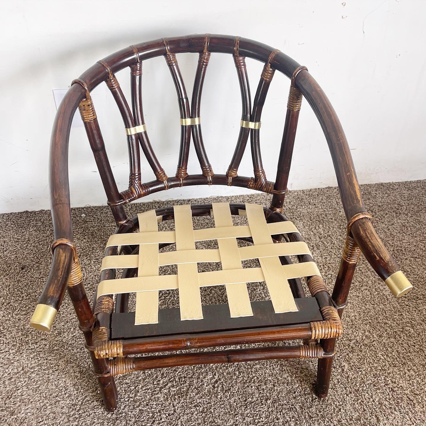 Chinoiserie Bamboo Rattan Ming Style Arm Lounge Chair For Sale 5