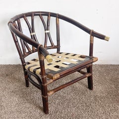 Chinoiserie Bamboo Rattan Ming Style Arm Lounge Chair