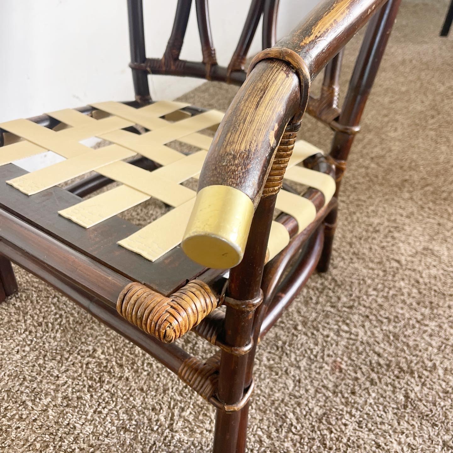 Sillón con Brazos Estilo Ming de Ratán y Bambú Chinoiserie en venta 1