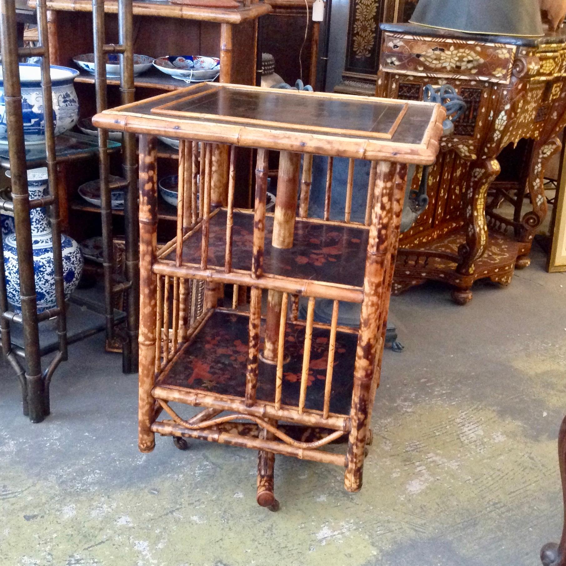Chinoiserie Bamboo Revolving Bookcase In Good Condition In West Palm Beach, FL