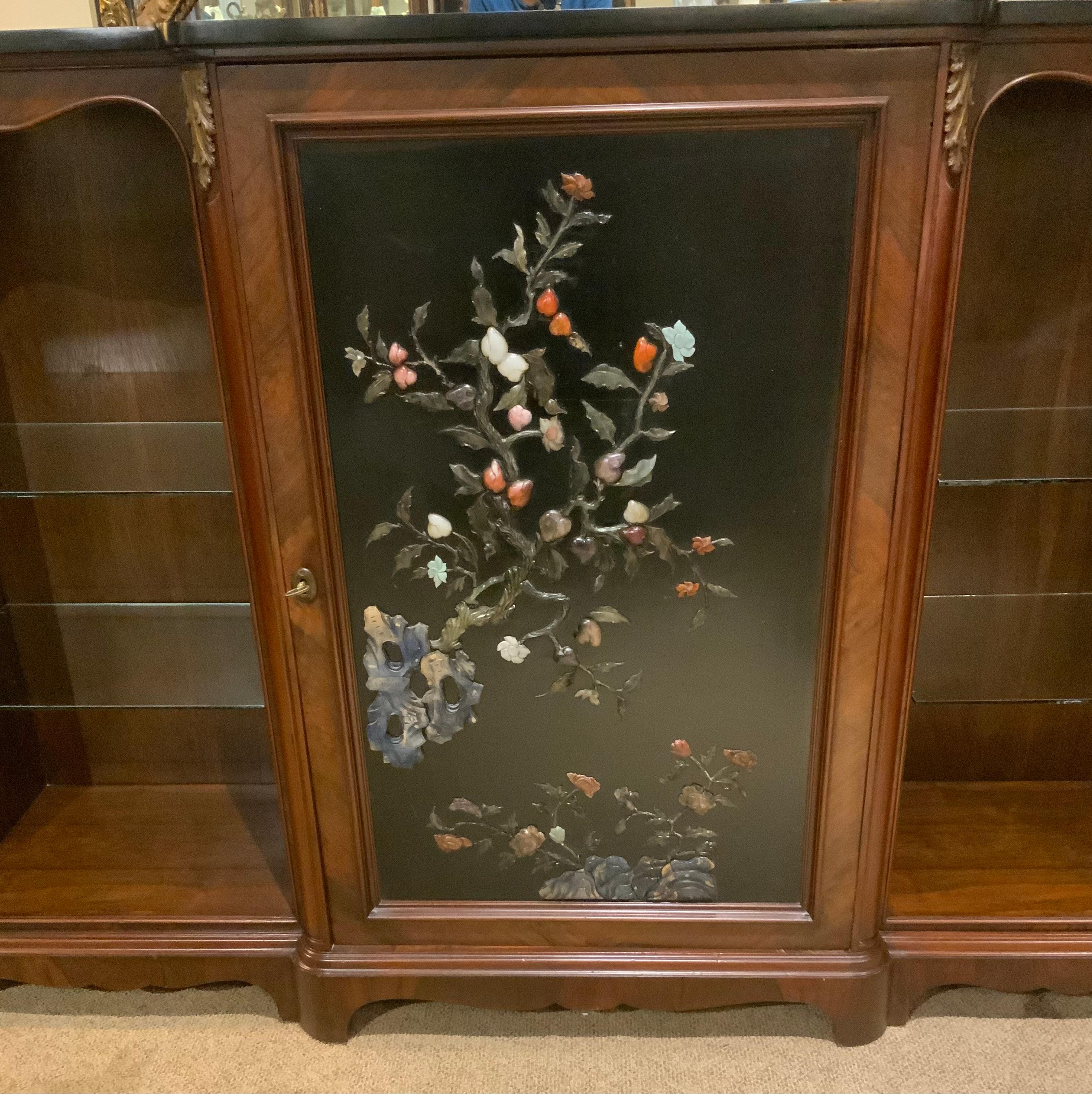 Chinoiserie bar cabinet/buffet with decorative semiprecious sones For Sale 3
