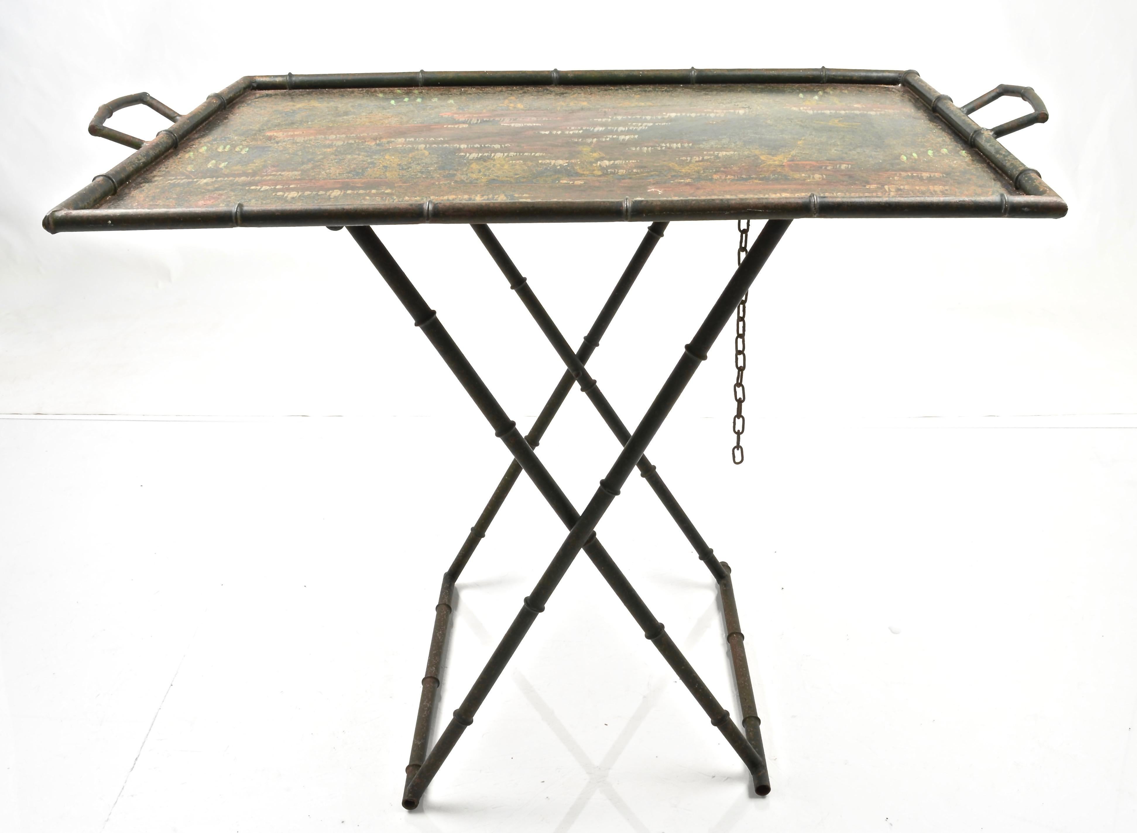 Chinoiserie Bar Tray on Stand In Good Condition In Norwalk, CT
