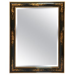 Chinoiserie Black and Gold Framed Rectangular Wall Mirror