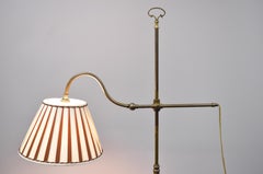 Chinoiserie Black and Gold Lacquer Brass Accent Adjustable Floor Lamp with Table