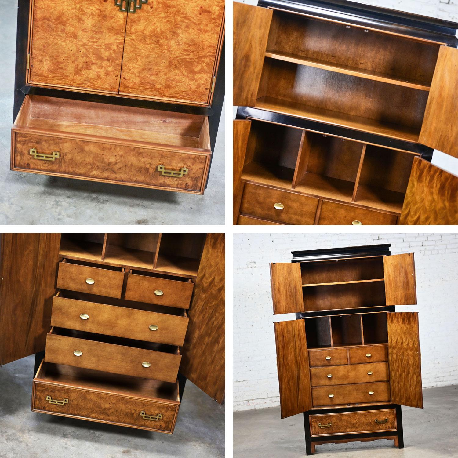 Chinoiserie Black & Burl Chin Hua Armoire by Raymond K. Sabota for Century Furn 8