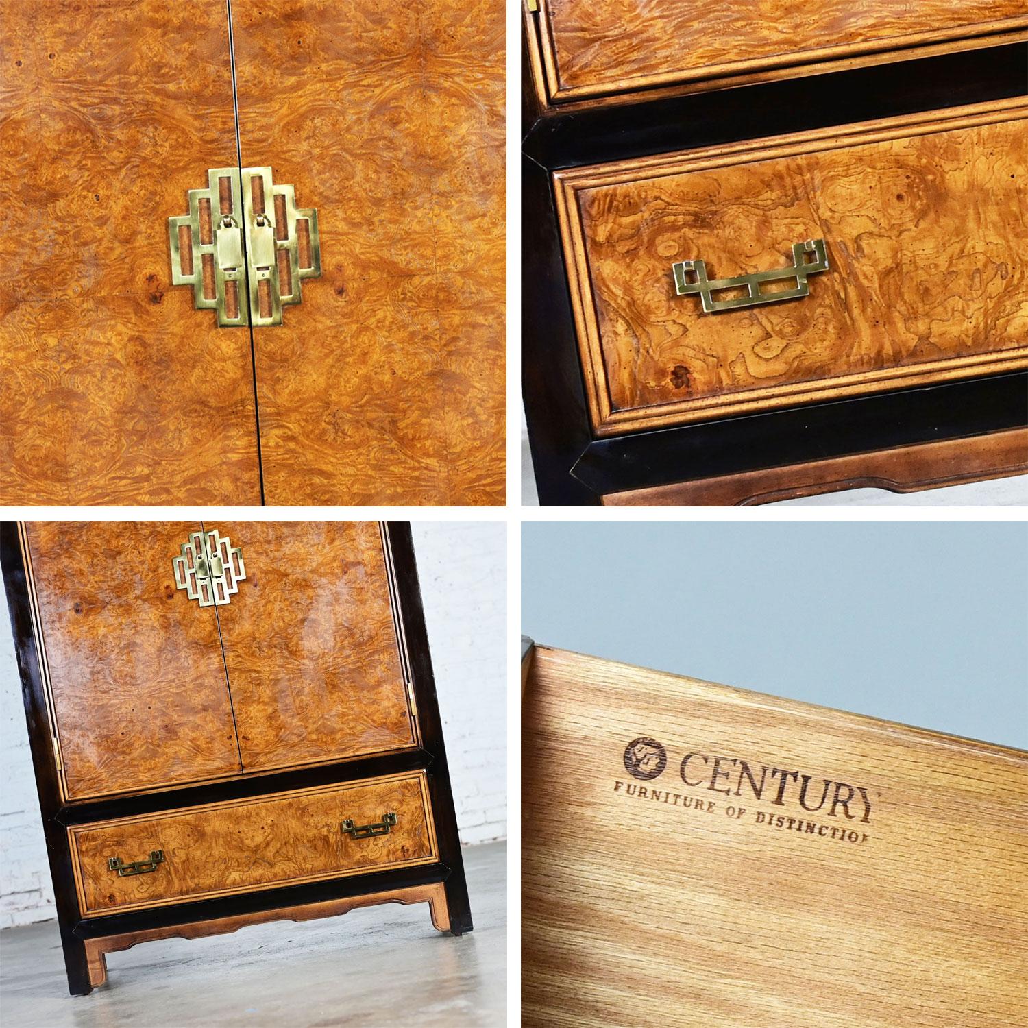 Chinoiserie Black & Burl Chin Hua Armoire by Raymond K. Sabota for Century Furn 9