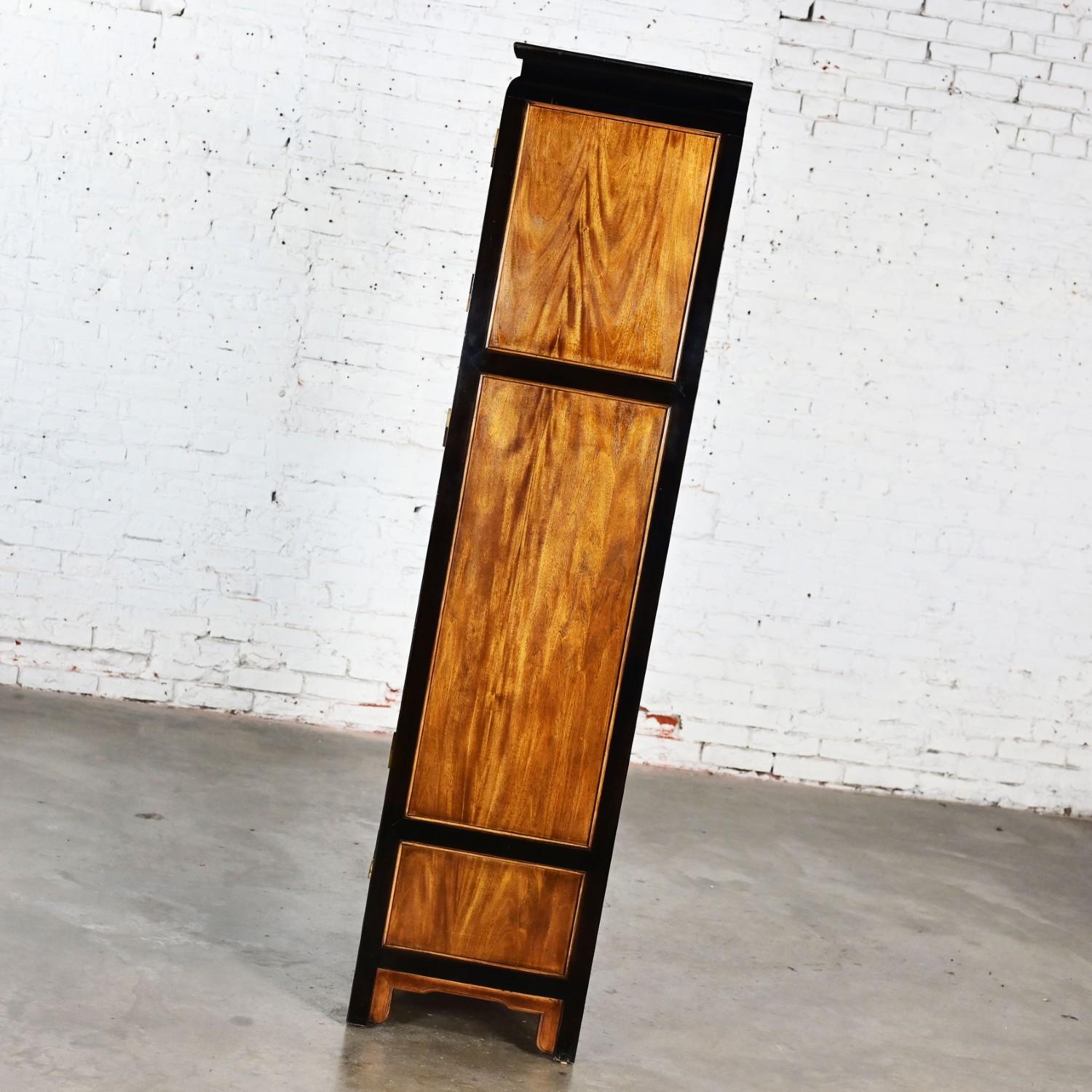 20th Century Chinoiserie Black & Burl Chin Hua Armoire by Raymond K. Sabota for Century Furn