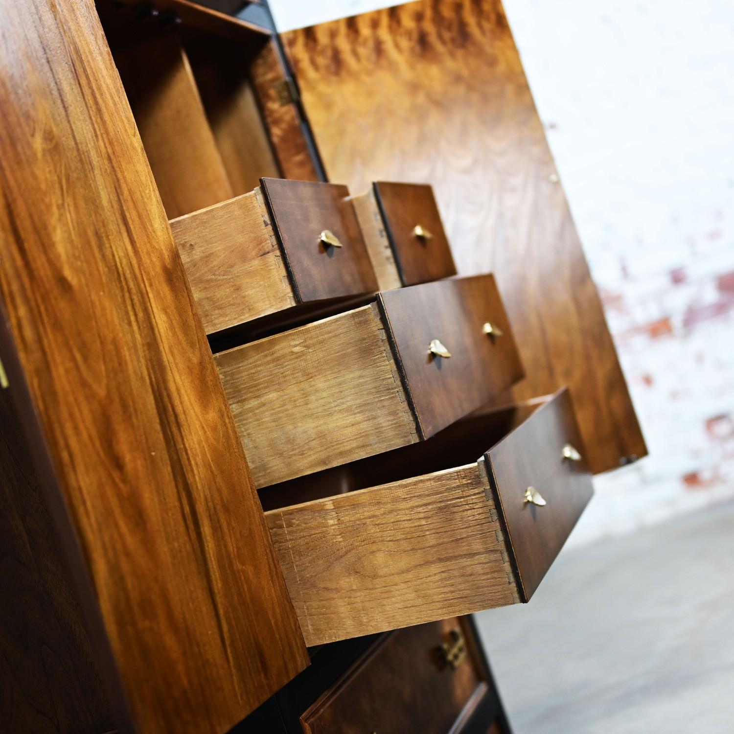 Chinoiserie Black & Burl Chin Hua Armoire by Raymond K. Sabota for Century Furn 1