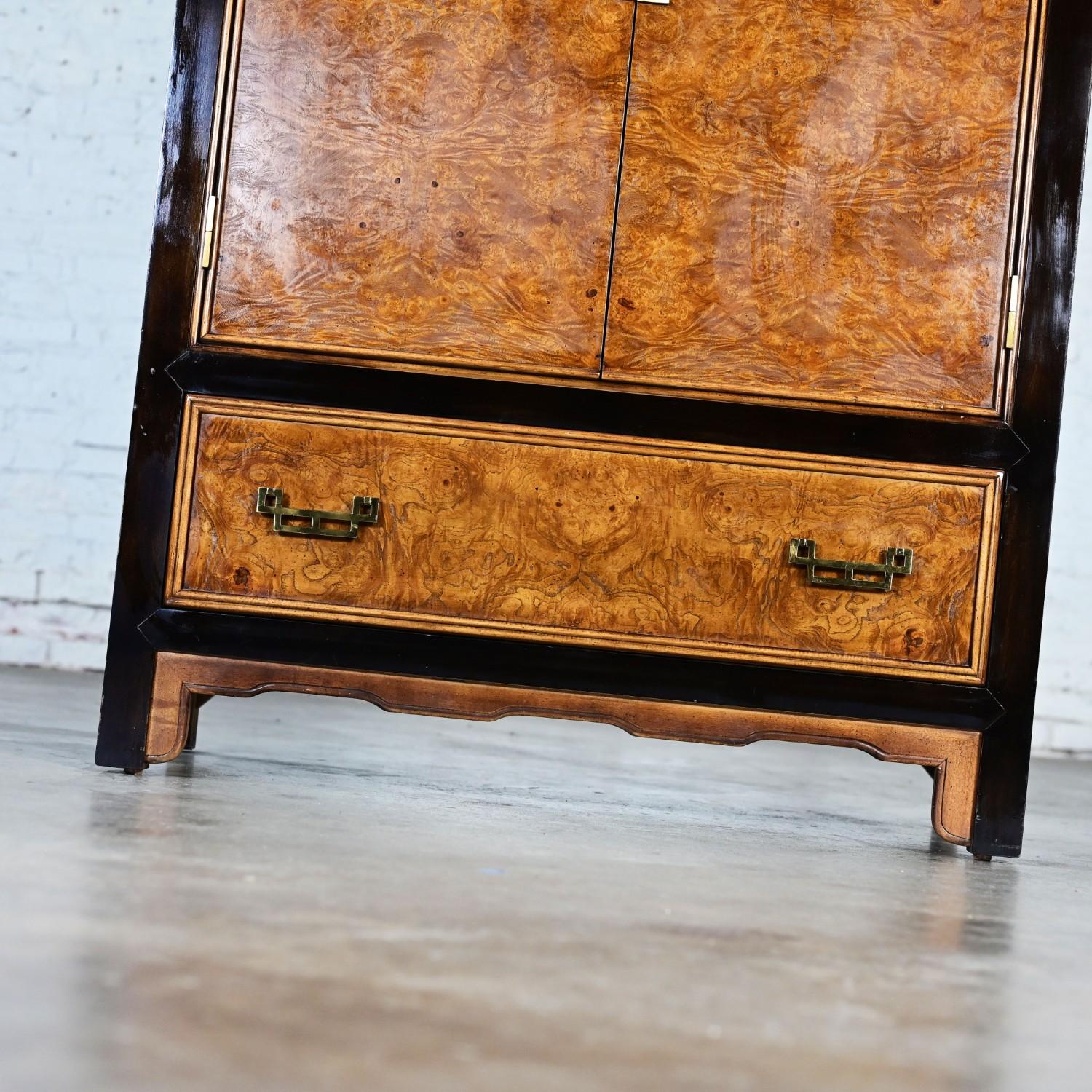 Chinoiserie Black & Burl Chin Hua Armoire by Raymond K. Sabota for Century Furn 2