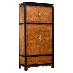 Chinoiserie Black & Burl Chin Hua Armoire by Raymond K. Sabota for Century Furn